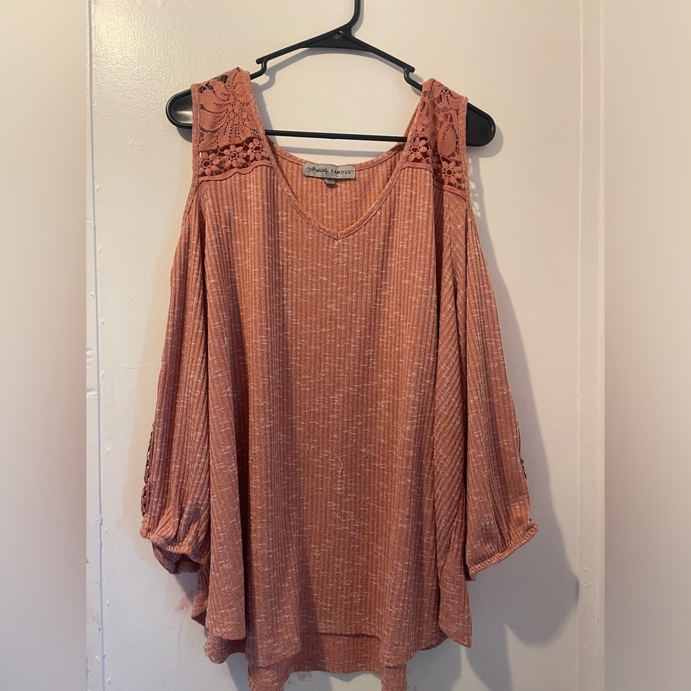 Absolutely famous quarter sleeve open shoulder shirt